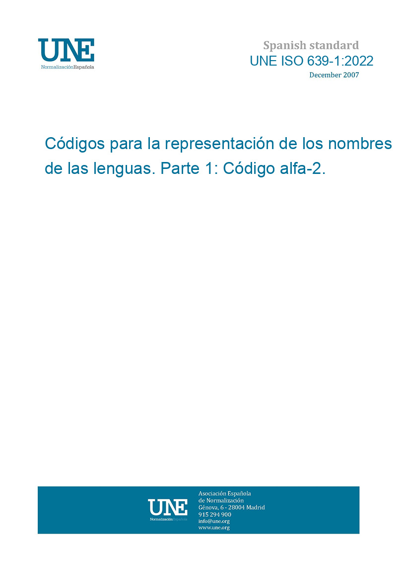 UNE ISO 639-1:2022 Codes For The Representation Of Names Of Languages ...