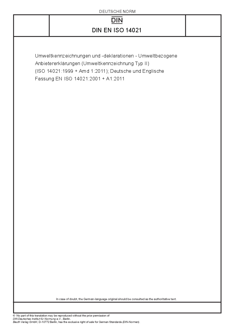 14021 number iso standard European  EN ISO  14021 Standards DIN