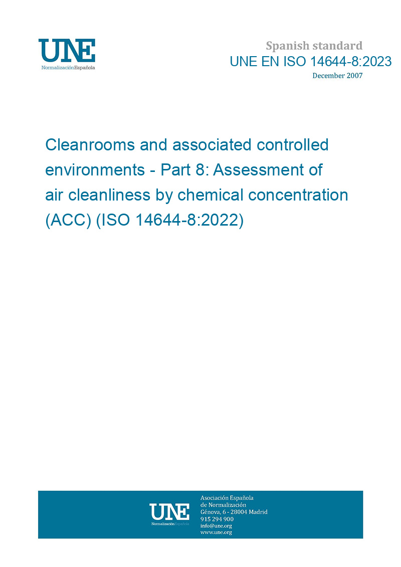 UNE EN ISO 14644-8:2023 Cleanrooms And Associated Controlled ...