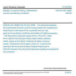 CSN EN ISO 18496 - Brazing - Fluxes For Brazing - Classification And ...